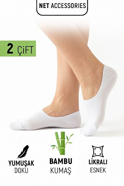 Net Tekstil 2 Pairs White Bamboo Ballet Flats Invisible Sneakers Short Socks ...