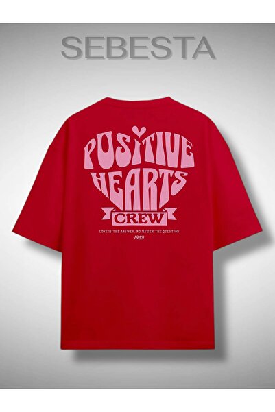 Sebesta Fashion Positive Heart Printed Premium Oversized t Shirt