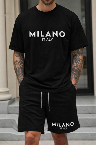 CLASSY.MODA Men's Printed T-Shirt Shorts Set Summer Comfortable Fit Oversized...