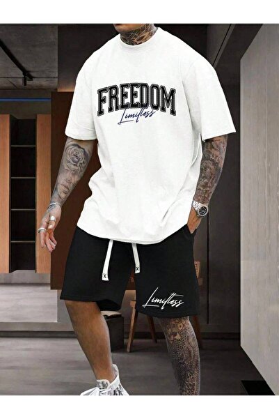 CLASSY.MODA Men's Printed T-Shirt Shorts Set Summer Comfortable Fit Oversized...