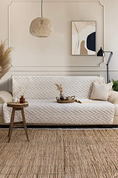 True Home Collection Chenille Textured Non-Slip Sole Sofa Cover (1 Piece) - M...