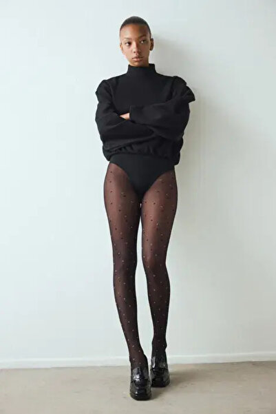 Penti Women's Shiny Dotted tights 30 DEN, black, with black and silver glitte...