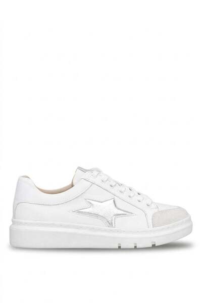 Ayakkabı Fuarı Elit Koc19434 Women's Genuine Leather Classic Sneakers White