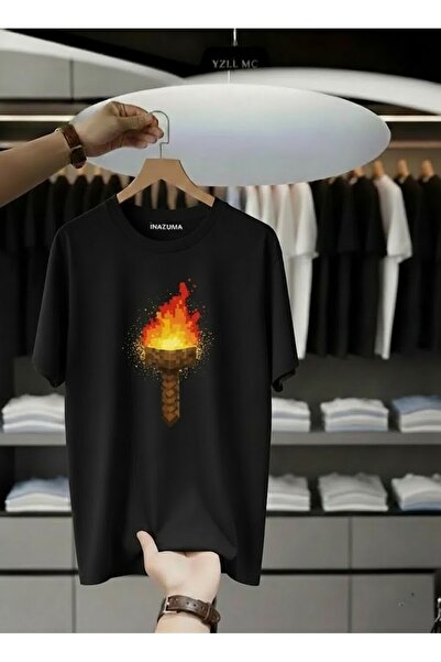 İnazuma Outdoors Unisex Oversized Printed Cotton Crew Neck Short Sleeve Black...