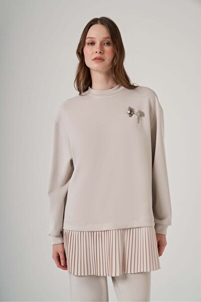 Nuss 1079 Piliseli Tunik Pantolonlu Takım - Taş