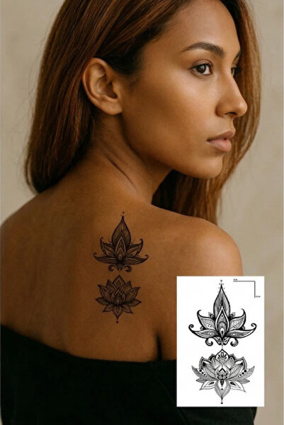 shop Lotus Çiçeği Mandala Desenli Geçici Dövme Tattoo 6x10 cm