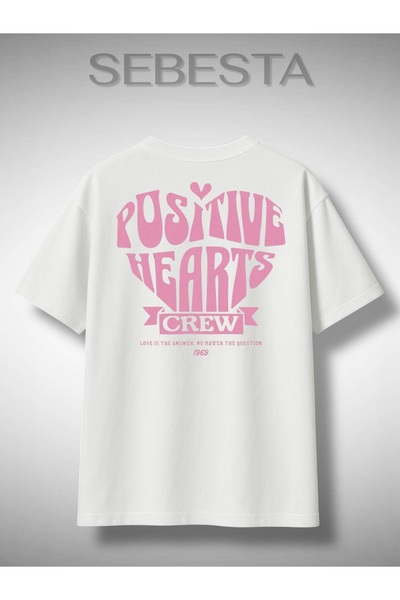 Sebesta Fashion Positive Heart Printed Premium Oversized t Shirt