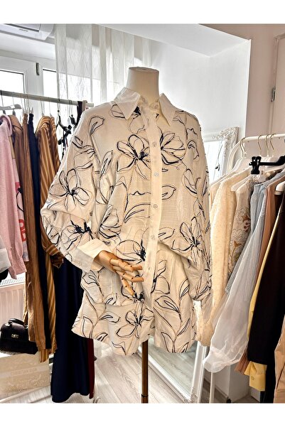 Civico Italy Elegant women's set oversized shirt + floral shorts - rayon -