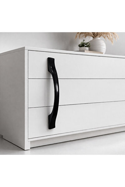 TEKSAN Mobilya Dolap Çekmece Kulp lüx 96mm parlak Siyah Renk Sert Plastik