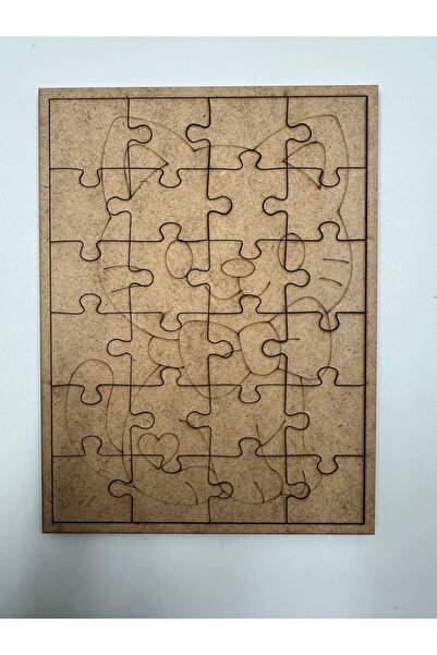WOODIVA AHŞAP 1 Adet Sevimli Ponponlu Kedi 3D Puzzle Ahşap Boyama Seti Okul E...