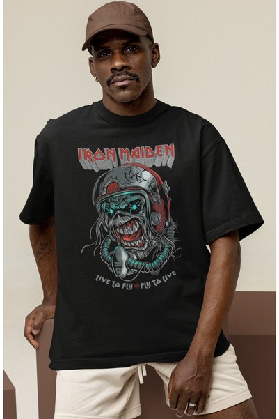 SEVBANO Design Iron Maiden Rock Metal Music Band Printed Unisex Oversized T-S...