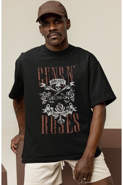 SEVBANO Design Guns N' Roses Rock Metal Music Band Printed Unisex Oversized T...