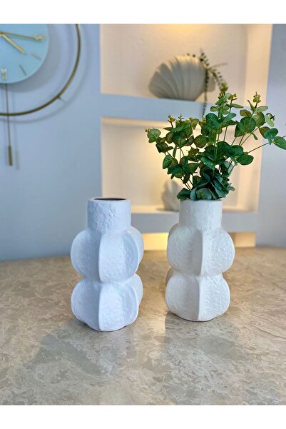Tuge Home Benekli Seramik Vazo – Kırık Beyaz