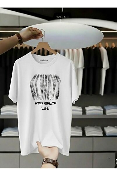 İnazuma Outdoors Unisex Oversized Printed Cotton Crew Neck Short Sleeve White...