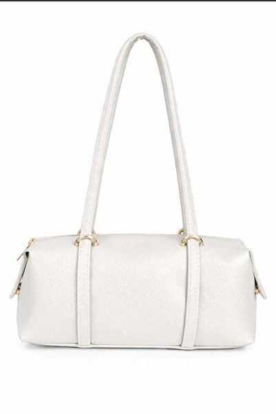 ÖZÜM ÇANTA Women's Cylinder Model Sleeve and Shoulder Bag White