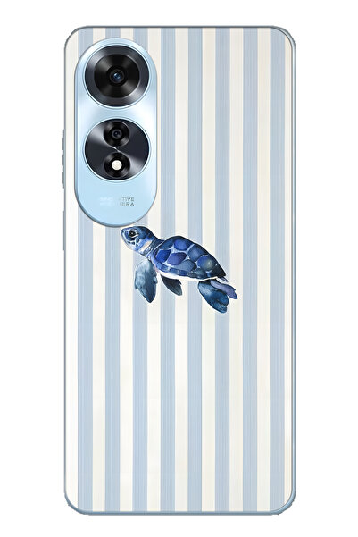 FLAMENKO حافظة هاتف شفافة متوافقة مع هاتف اوبو A60 من نوع Sea Turtle منقوش