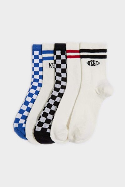 DeFacto Комплект от 5 дълги памучни чорапи за момчета G2036A8NS