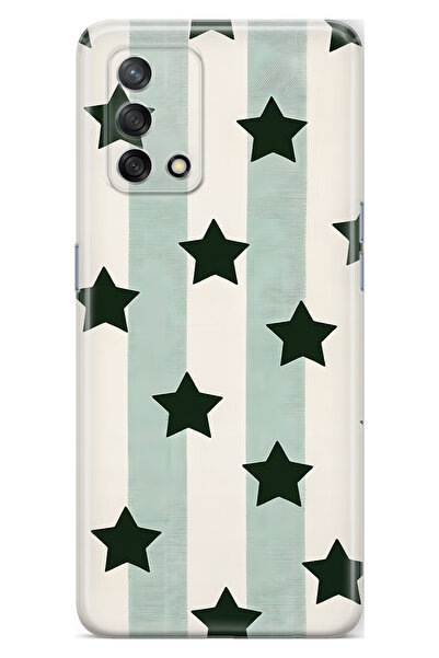 FLAMENKO حافظة هاتف شفافة متوافقة مع هاتف اوبو A74 مخطط ستار منقوش