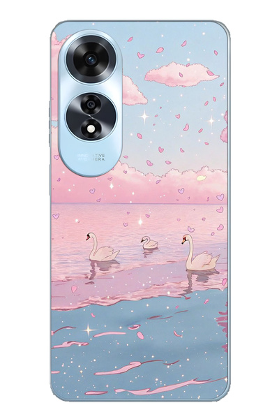 FLAMENKO حافظة هاتف شفافة متوافقة مع هاتف اوبو A60 باللون الوردي سكاي اند سوا...