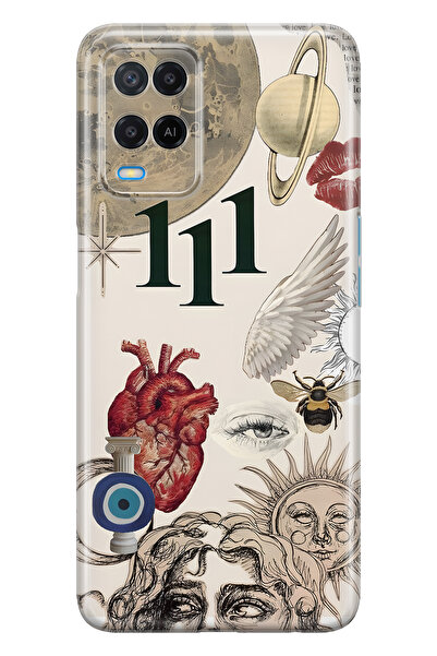 FLAMENKO حافظة هاتف شفافة متوافقة مع هاتف اوبو A54 Astro Symbolic Collage و11...