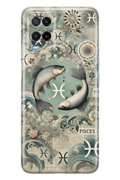 FLAMENKO حافظة هاتف شفافة متوافقة مع هاتف أوبو A54 بتصميم برج الحوت منقوش