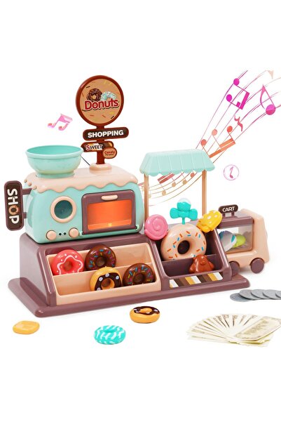 Toybox متجر دونات للأطفال للعب التخيلي مع آلة صنع الدونات، ودونات لعبة، وحلوى...