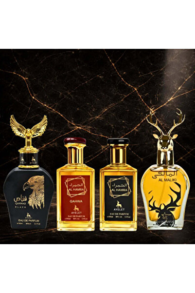 Ayelet Set of 4 Arabian Perfumes 100 ml Men – Qannas Black, Al Hamra Qahwa, A...