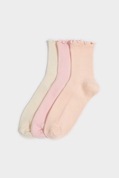 DeFacto 3 чифта дълги памучни чорапи за момичета H3674A8NS