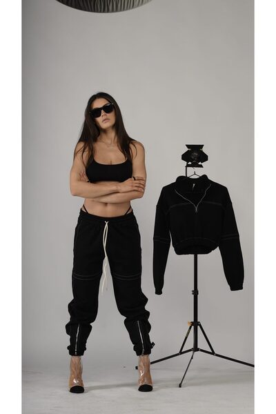 THE CLASSY INK CONTRAST Black Track Pants