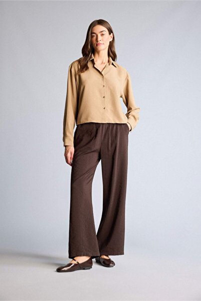 DeFacto Дълги панталони с широки крачоли, еластична талия и джобове, модел H4...