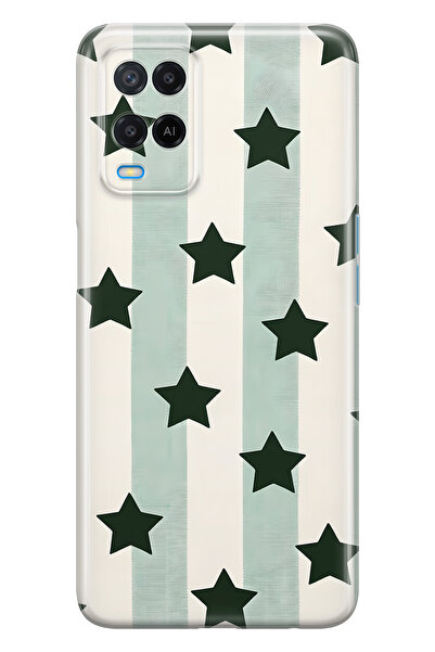 FLAMENKO حافظة هاتف شفافة متوافقة مع هاتف اوبو A54 مخطط ستار منقوش