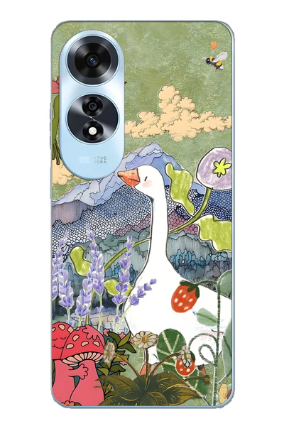 FLAMENKO حافظة هاتف شفافة متوافقة مع هاتف اوبو A60 بتصميم كاز آند نيتشر D منقوش