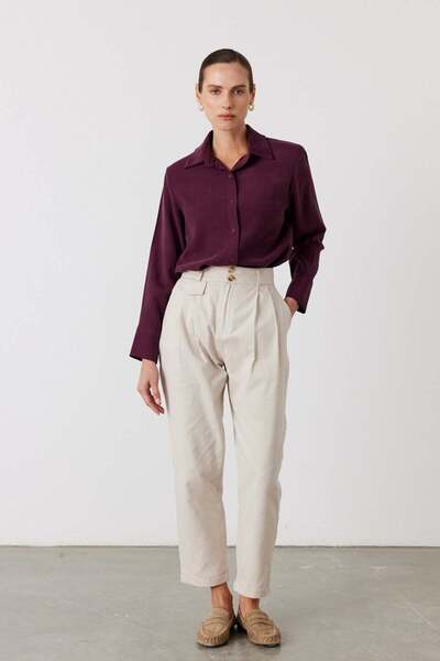 FACETTE Πουκάμισο Rive Με βάτες Βουργουνδίας