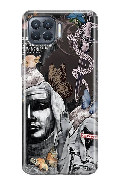 FLAMENKO حافظة هاتف شفافة متوافقة مع هاتف أوبو رينو 4 لايت جوثيك بترفلاي منقوش