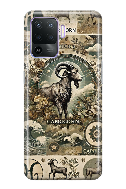 FLAMENKO حافظة هاتف شفافة متوافقة مع هاتف اوبو رينو 5 لايت برج الجدي منقوش