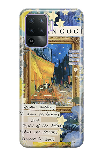 FLAMENKO حافظة هاتف شفافة متوافقة مع هاتف أوبو رينو 5 لايت من فان جوخ كافيه ت...