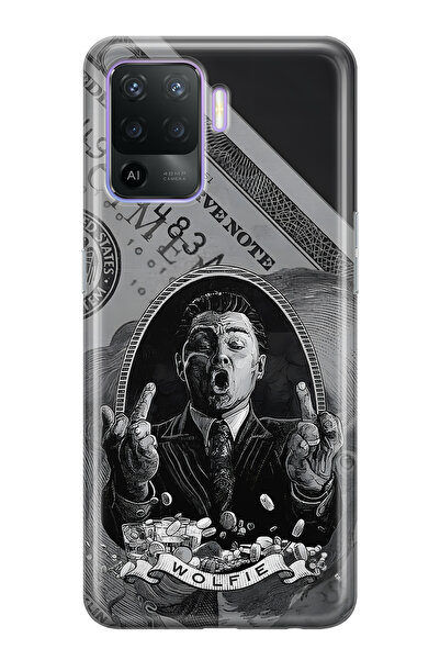 FLAMENKO حافظة هاتف شفافة متوافقة مع هاتف اوبو رينو 5 لايت من نوع وولفي منقوش