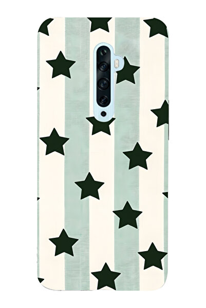 FLAMENKO حافظة هاتف شفافة متوافقة مع هاتف اوبو رينو 2Z مخطط ستار منقوش