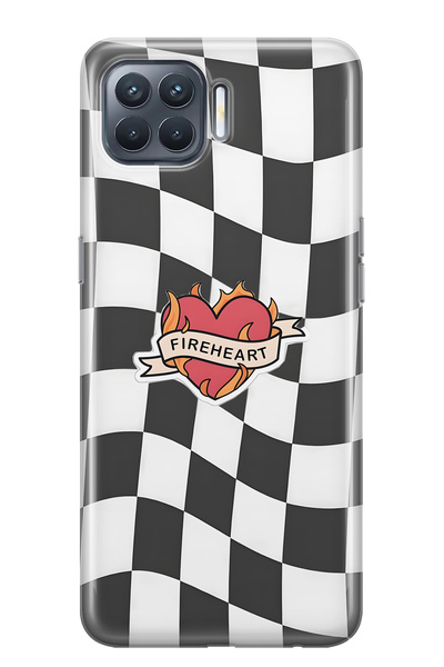 FLAMENKO حافظة هاتف شفافة متوافقة مع هاتف أوبو رينو 4 لايت فايرهارت سكوير منقوش