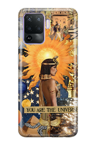 FLAMENKO حافظة هاتف شفافة متوافقة مع هاتف أوبو رينو 5 لايت كليوباترا منقوش