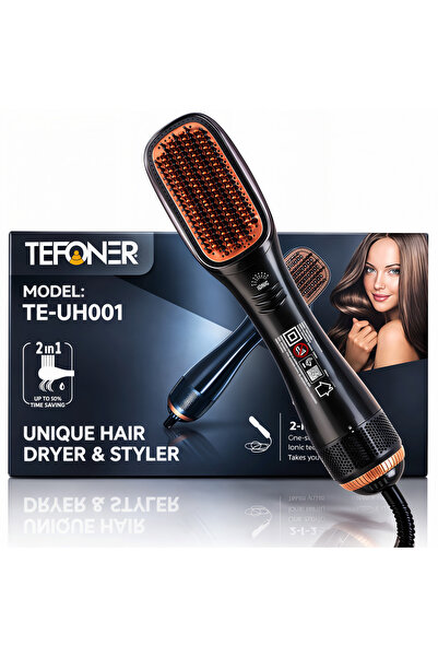 Unbranded/Generic TEFONER 1200W 2-in-1 Hot Air Hair Styling Brush, Portable H...