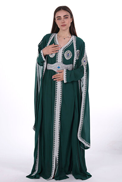 al bent al sharqieh Embroidered kaftan with a belt at the waist, ladies belte...