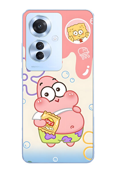 FLAMENKO حافظة هاتف شفافة متوافقة مع هاتف أوبو رينو 11F 5G باتريك ستار منقوش