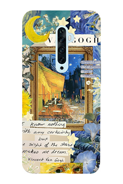 FLAMENKO حافظة هاتف شفافة متوافقة مع هاتف أوبو رينو 2Z من نوع فان جوخ كافيه ت...