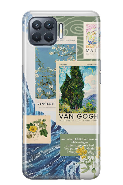 FLAMENKO حافظة هاتف شفافة متوافقة مع هاتف أوبو رينو 4 لايت من فان جوخ منقوش