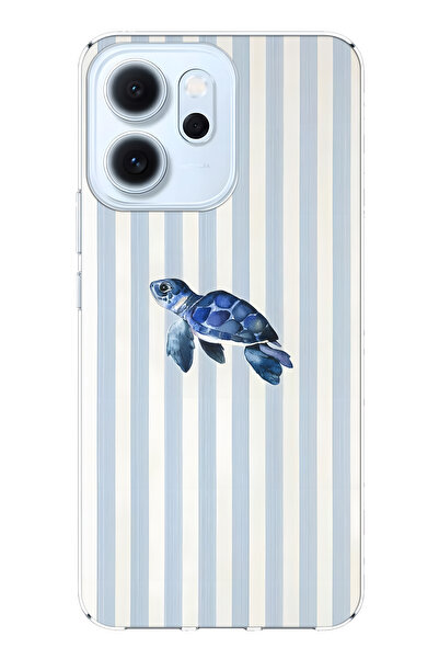 FLAMENKO غطاء هاتف شفاف متوافق مع أوبو رينو 14F بتصميم السلحفاة البحرية منقوش