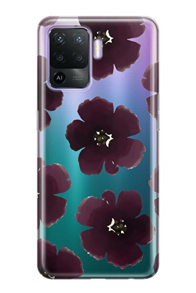 FLAMENKO حافظة هاتف شفافة متوافقة مع هاتف أوبو رينو 5 لايت باللون الأرجواني ب...