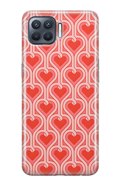 FLAMENKO حافظة هاتف شفافة متوافقة مع هاتف اوبو رينو 4 لايت ريترو هارت منقوش