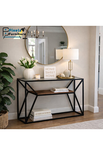 PixelsFurniture طاولة كونسول من بكسل الأثاث, مدخل بسطح من الزجاج الشفاف وبرف ...