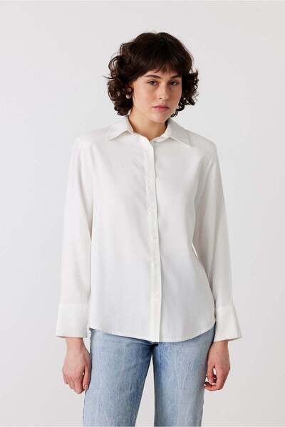 FACETTE Cămașă Rive cu umeri întăriți Albă